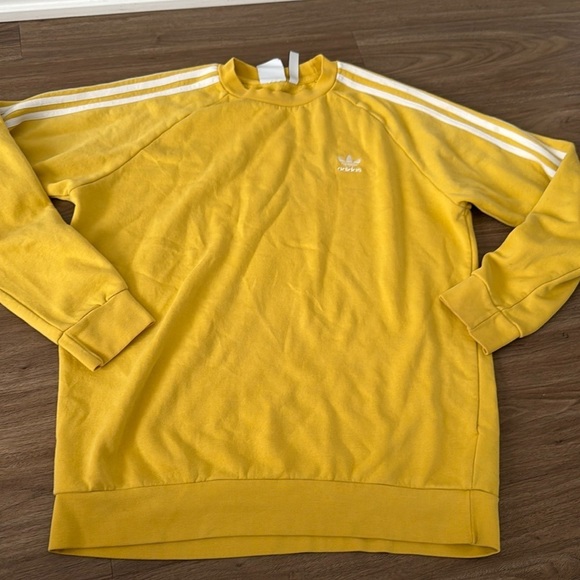 Adidas 3 Stripe Yellow Crewneck - Picture 1 of 2